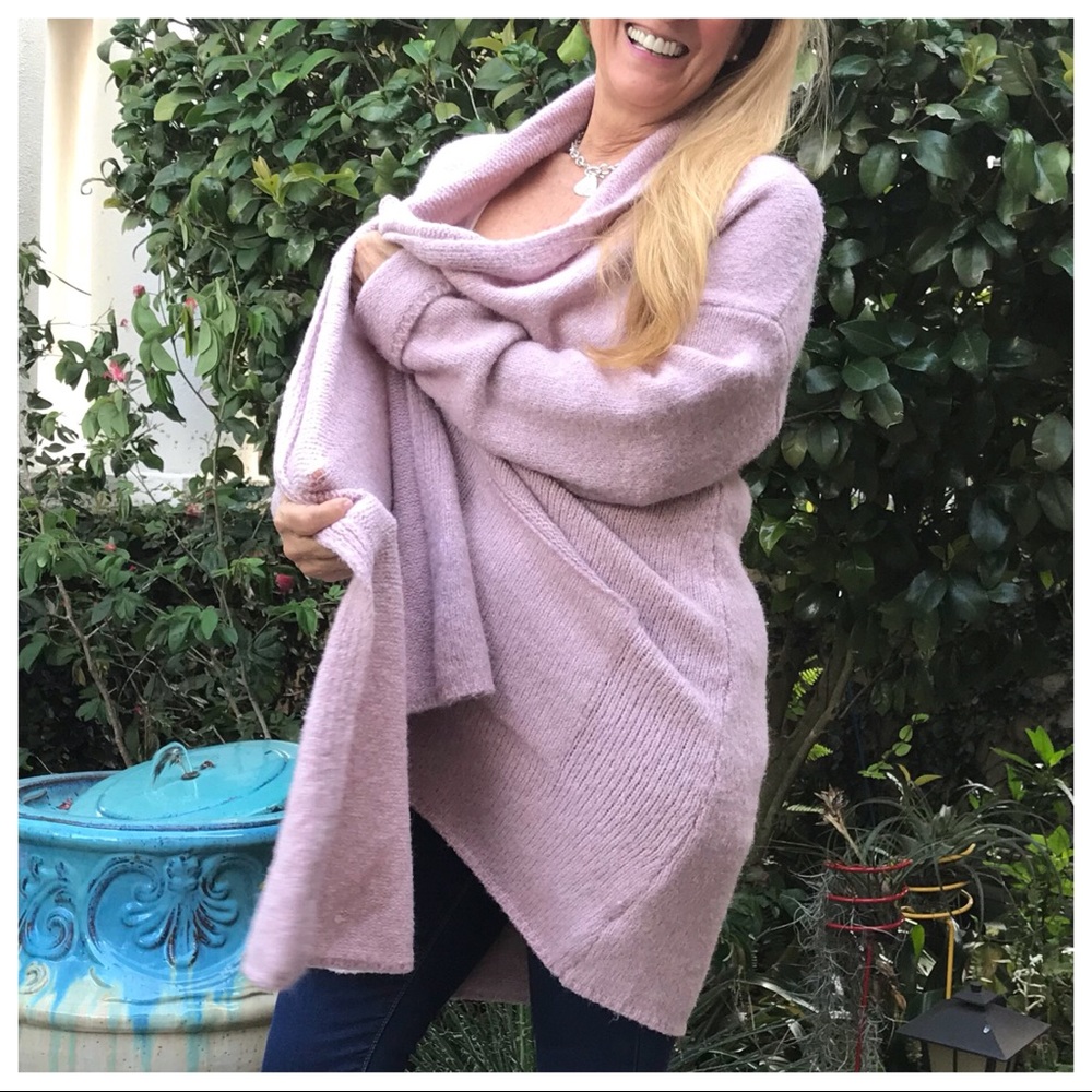 SOLD - Wrap Cardigan in Mauve Pink